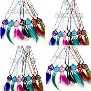 free shipping necklaces pendant dream catcher leather strings